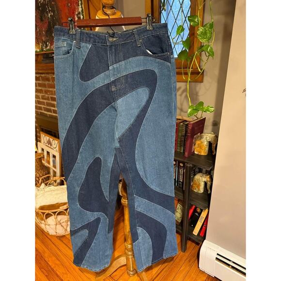 Jaded London Women’s 70’s Style Swirl Patchwork Jeans - Picture 3 of 8